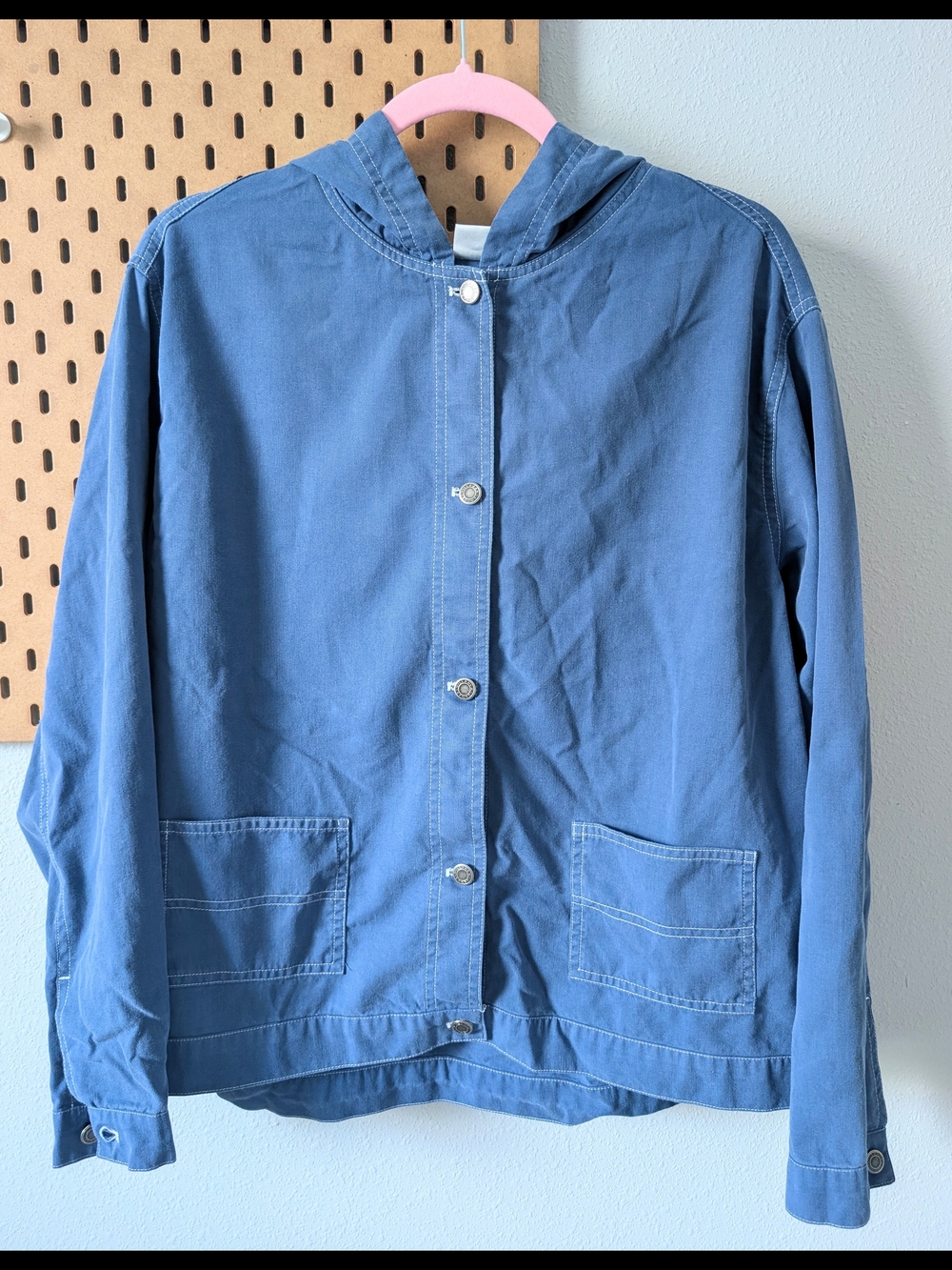 Liz Claiborne Hooded Button Utility Jacket - Blue